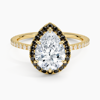 1.40 Karat Damla Halo Tasarım Tektaş Laboratuvar Pırlanta Yüzük 18k  -Halora - Bold Diamonds