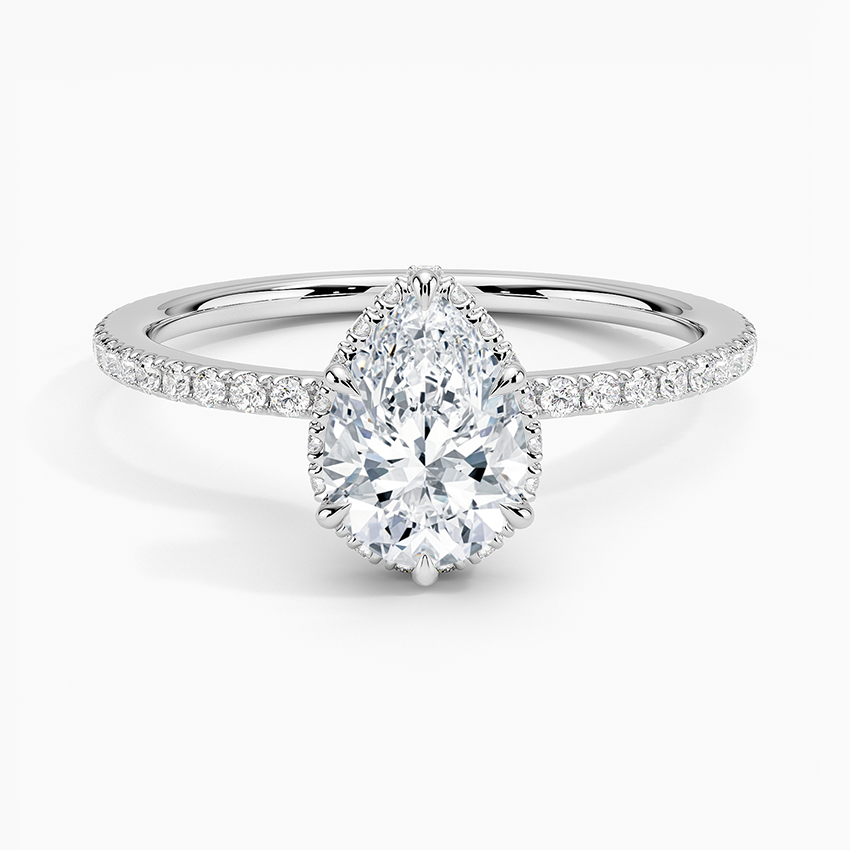 1,40 Karat Damla Halo Tasarım Tektaş Laboratuvar Pırlanta Yüzük 18K - Luminara - Bold Diamonds