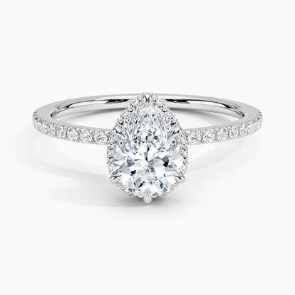 1,40 Karat Damla Halo Tasarım Tektaş Laboratuvar Pırlanta Yüzük 18K - Luminara - Bold Diamonds