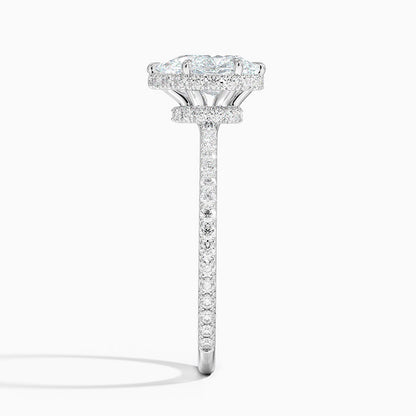 1,40 Karat Damla Halo Tasarım Tektaş Laboratuvar Pırlanta Yüzük 18K - Luminara - Bold Diamonds