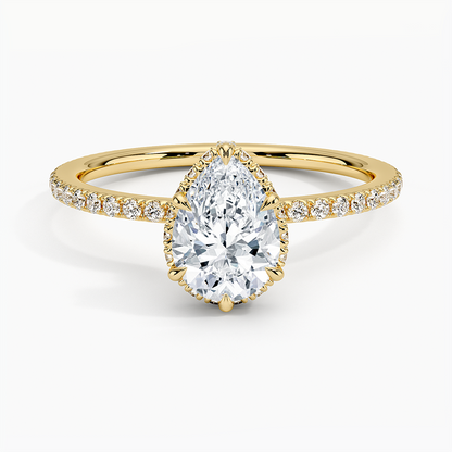 1,40 Karat Damla Halo Tasarım Tektaş Laboratuvar Pırlanta Yüzük 18K - Luminara - Bold Diamonds