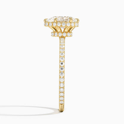 1,40 Karat Damla Halo Tasarım Tektaş Laboratuvar Pırlanta Yüzük 18K - Luminara - Bold Diamonds