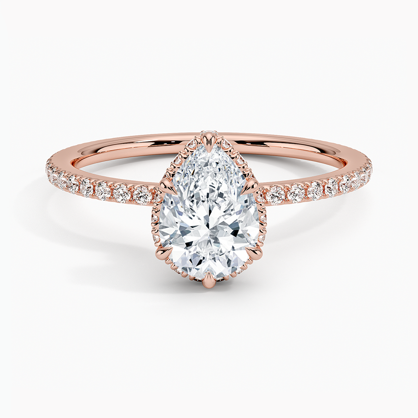 1,40 Karat Damla Halo Tasarım Tektaş Laboratuvar Pırlanta Yüzük 18K - Luminara - Bold Diamonds