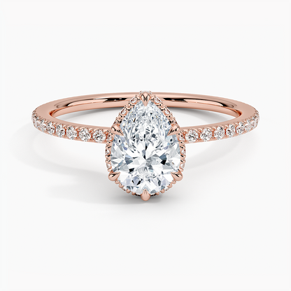 1,40 Karat Damla Halo Tasarım Tektaş Laboratuvar Pırlanta Yüzük 18K - Luminara - Bold Diamonds