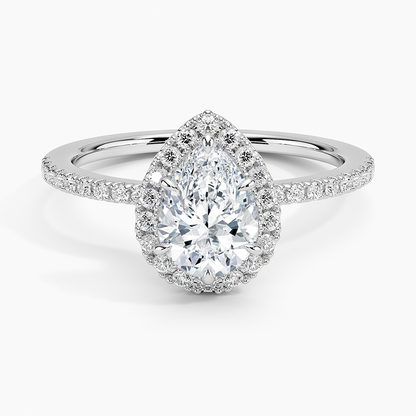 1.40 Karat Damla Halo Tasarım Tektaş Laboratuvar Pırlanta Yüzük 18k  -Luxora - Bold Diamonds