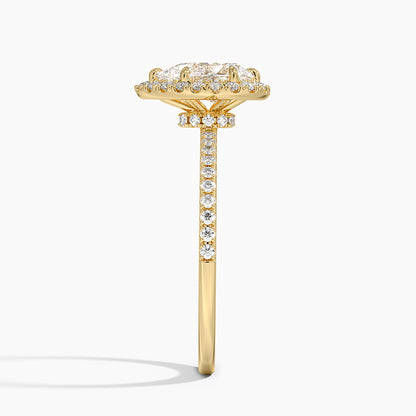 1.40 Karat Damla Halo Tasarım Tektaş Laboratuvar Pırlanta Yüzük 18k  -Luxora - Bold Diamonds