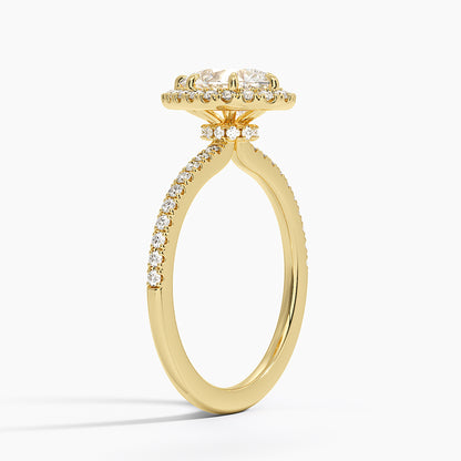 1.40 Karat Damla Halo Tasarım Tektaş Laboratuvar Pırlanta Yüzük 18k  -Luxora - Bold Diamonds