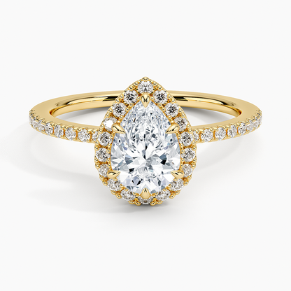 1.40 Karat Damla Halo Tasarım Tektaş Laboratuvar Pırlanta Yüzük 18k  -Luxora - Bold Diamonds