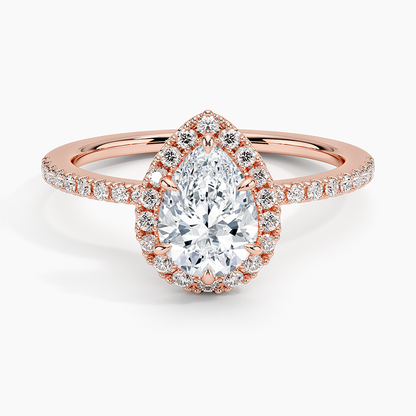 1.40 Karat Damla Halo Tasarım Tektaş Laboratuvar Pırlanta Yüzük 18k  -Luxora - Bold Diamonds