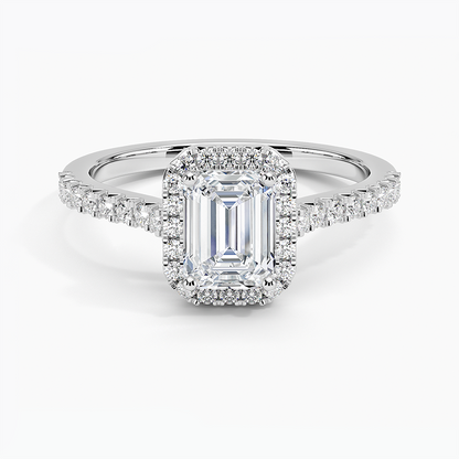 1.40 Karat Emerald Halo Tasarım Tektaş Laboratuvar Pırlanta Yüzük  18k -Astrala - Bold Diamonds