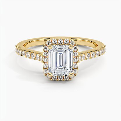 1.40 Karat Emerald Halo Tasarım Tektaş Laboratuvar Pırlanta Yüzük  18k -Astrala - Bold Diamonds
