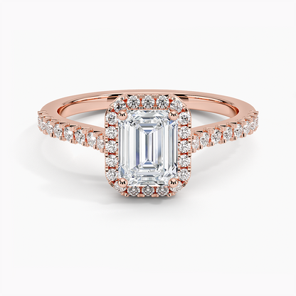1.40 Karat Emerald Halo Tasarım Tektaş Laboratuvar Pırlanta Yüzük  18k -Astrala - Bold Diamonds