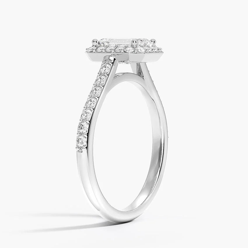 1,40 Karat Emerald Halo Tasarım Tektaş Laboratuvar Pırlanta Yüzük 18K -Bellora - Bold Diamonds