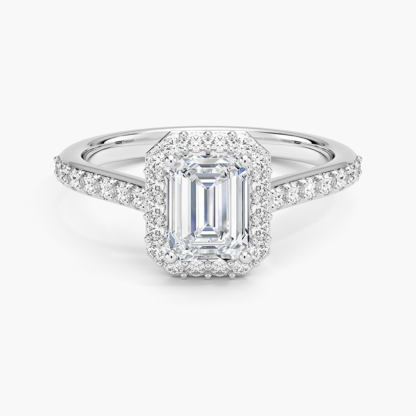 1,40 Karat Emerald Halo Tasarım Tektaş Laboratuvar Pırlanta Yüzük 18K -Bellora - Bold Diamonds