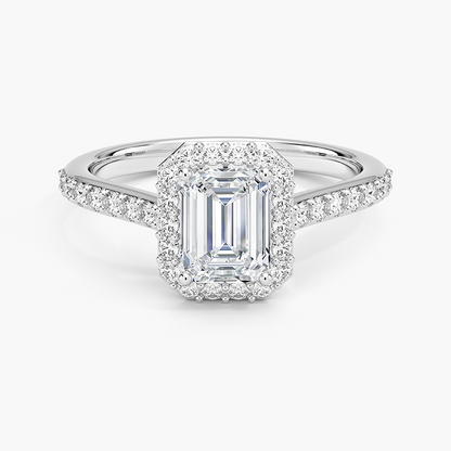 1,40 Karat Emerald Halo Tasarım Tektaş Laboratuvar Pırlanta Yüzük 18K -Bellora - Bold Diamonds
