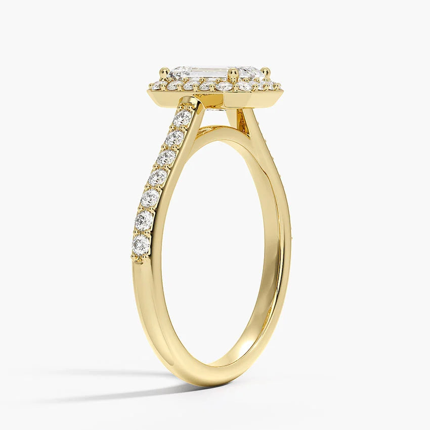 1,40 Karat Emerald Halo Tasarım Tektaş Laboratuvar Pırlanta Yüzük 18K -Bellora - Bold Diamonds