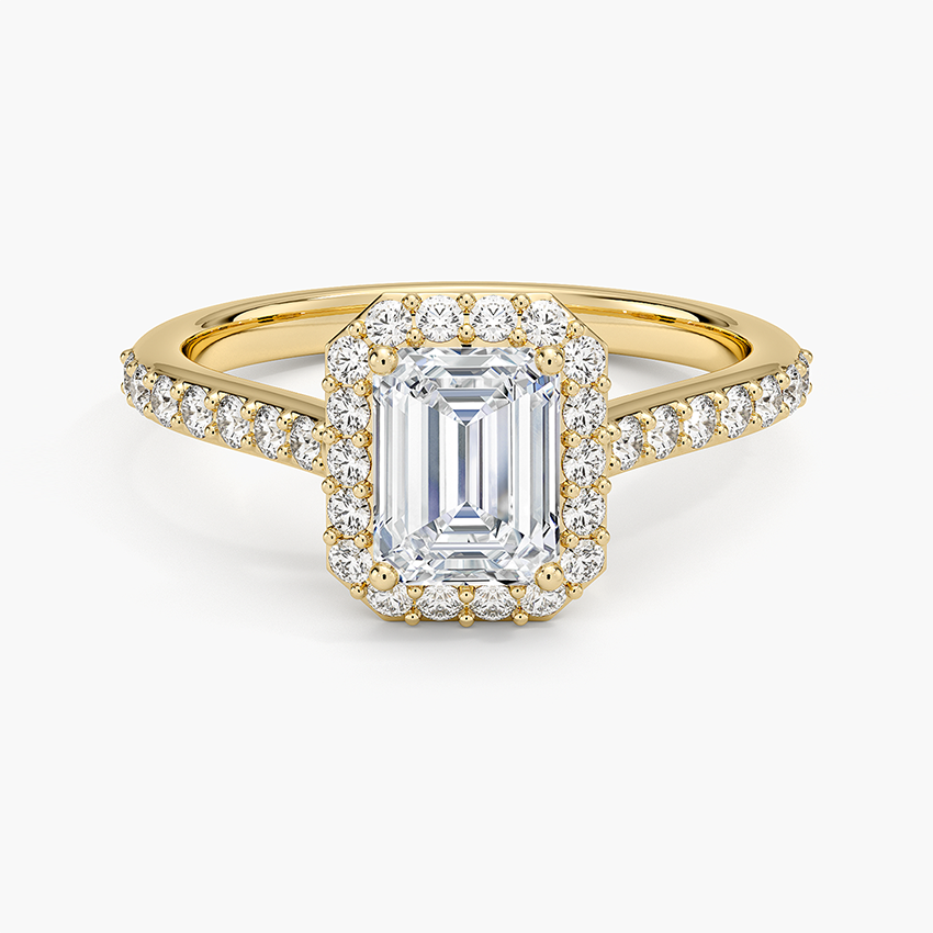 1,40 Karat Emerald Halo Tasarım Tektaş Laboratuvar Pırlanta Yüzük 18K -Bellora - Bold Diamonds