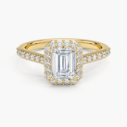 1,40 Karat Emerald Halo Tasarım Tektaş Laboratuvar Pırlanta Yüzük 18K -Bellora - Bold Diamonds