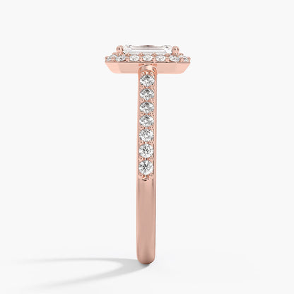1,40 Karat Emerald Halo Tasarım Tektaş Laboratuvar Pırlanta Yüzük 18K -Bellora - Bold Diamonds