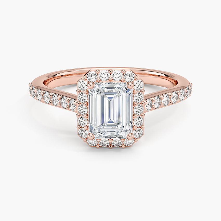 1,40 Karat Emerald Halo Tasarım Tektaş Laboratuvar Pırlanta Yüzük 18K -Bellora - Bold Diamonds