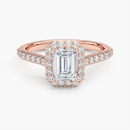 1,40 Karat Emerald Halo Tasarım Tektaş Laboratuvar Pırlanta Yüzük 18K -Bellora - Bold Diamonds