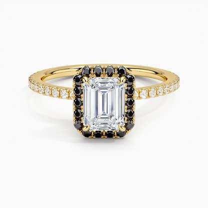 1.40 Karat Emerald Halo Tasarım Tektaş Laboratuvar Pırlanta Yüzük 18k  -Halora - Bold Diamonds