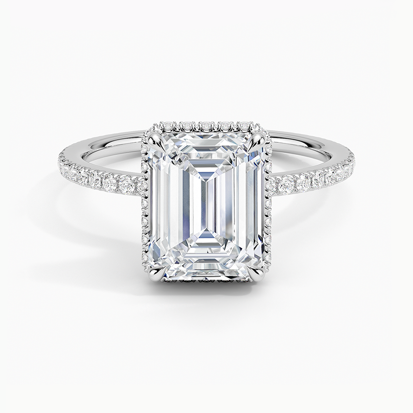1,40 Karat Emerald Halo Tasarım Tektaş Laboratuvar Pırlanta Yüzük 18K -Luminara - Bold Diamonds