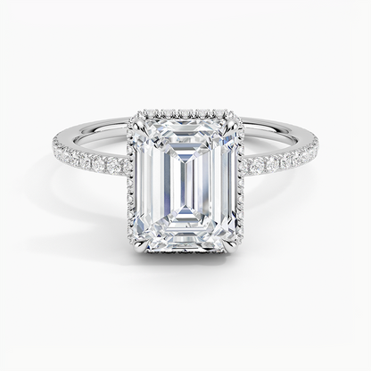 1,40 Karat Emerald Halo Tasarım Tektaş Laboratuvar Pırlanta Yüzük 18K -Luminara - Bold Diamonds
