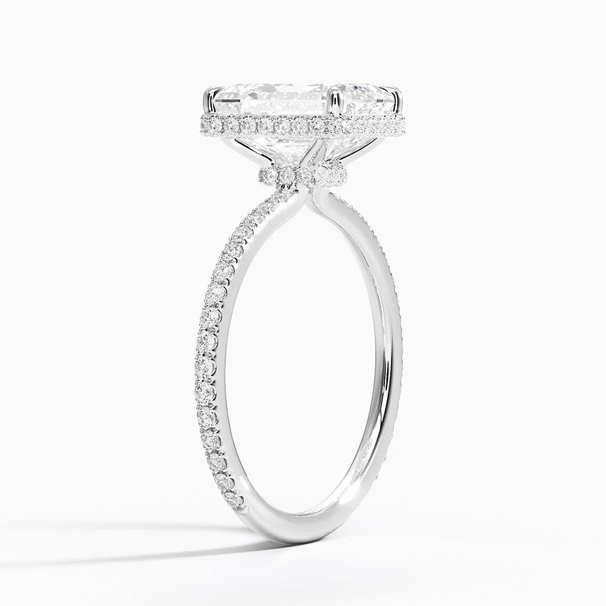 1,40 Karat Emerald Halo Tasarım Tektaş Laboratuvar Pırlanta Yüzük 18K -Luminara - Bold Diamonds