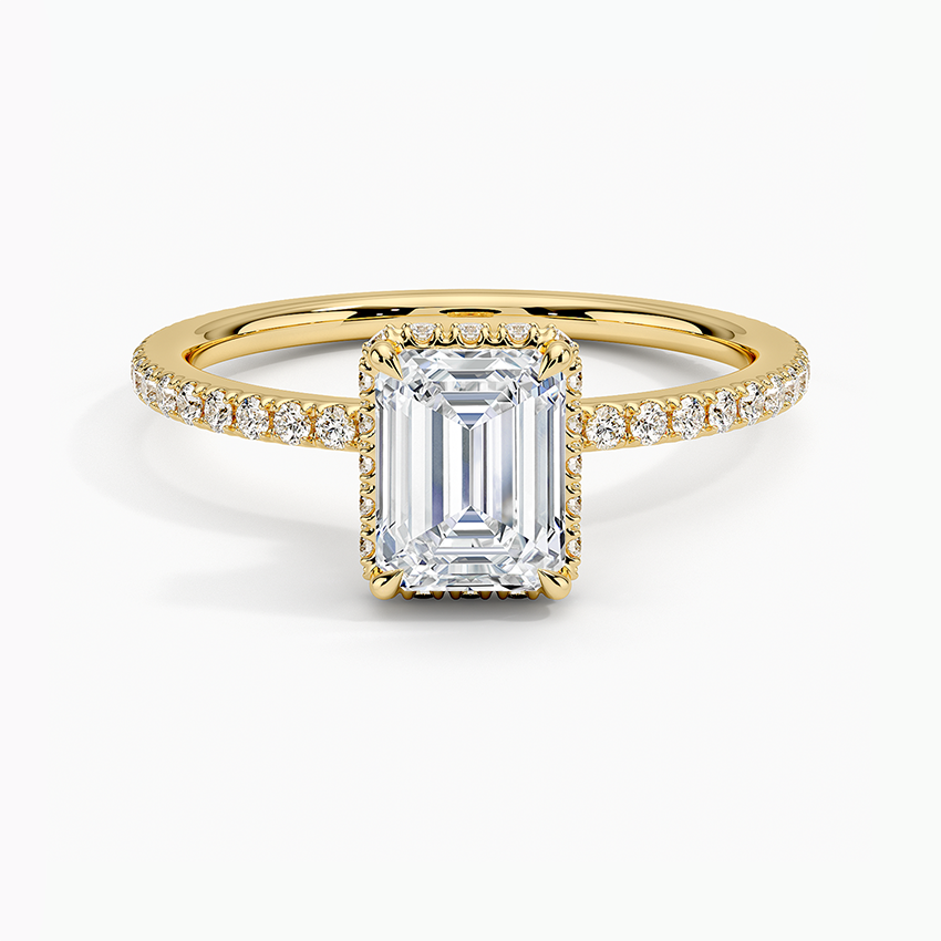 1,40 Karat Emerald Halo Tasarım Tektaş Laboratuvar Pırlanta Yüzük 18K -Luminara - Bold Diamonds