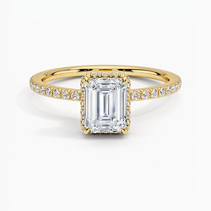 1,40 Karat Emerald Halo Tasarım Tektaş Laboratuvar Pırlanta Yüzük 18K -Luminara - Bold Diamonds