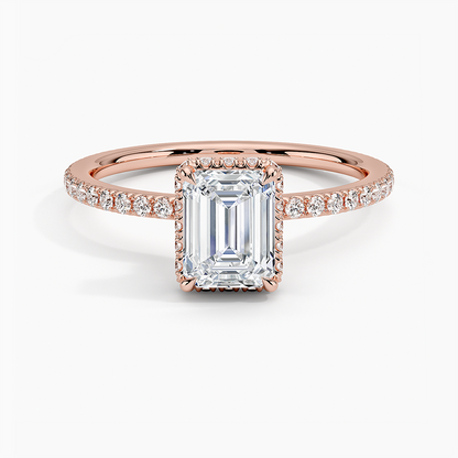 1,40 Karat Emerald Halo Tasarım Tektaş Laboratuvar Pırlanta Yüzük 18K -Luminara - Bold Diamonds