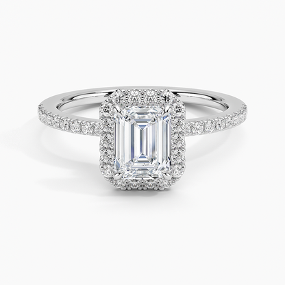 1.40 Karat Emerald Halo Tasarım Tektaş Laboratuvar Pırlanta Yüzük  18k -Luxora - Bold Diamonds