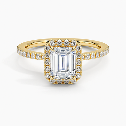 1.40 Karat Emerald Halo Tasarım Tektaş Laboratuvar Pırlanta Yüzük  18k -Luxora - Bold Diamonds