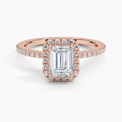 1.40 Karat Emerald Halo Tasarım Tektaş Laboratuvar Pırlanta Yüzük  18k -Luxora - Bold Diamonds