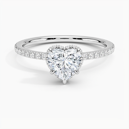 1,40 Karat Kalp Halo Tasarım Tektaş Laboratuvar Pırlanta Yüzük 18K - Luminara - Bold Diamonds