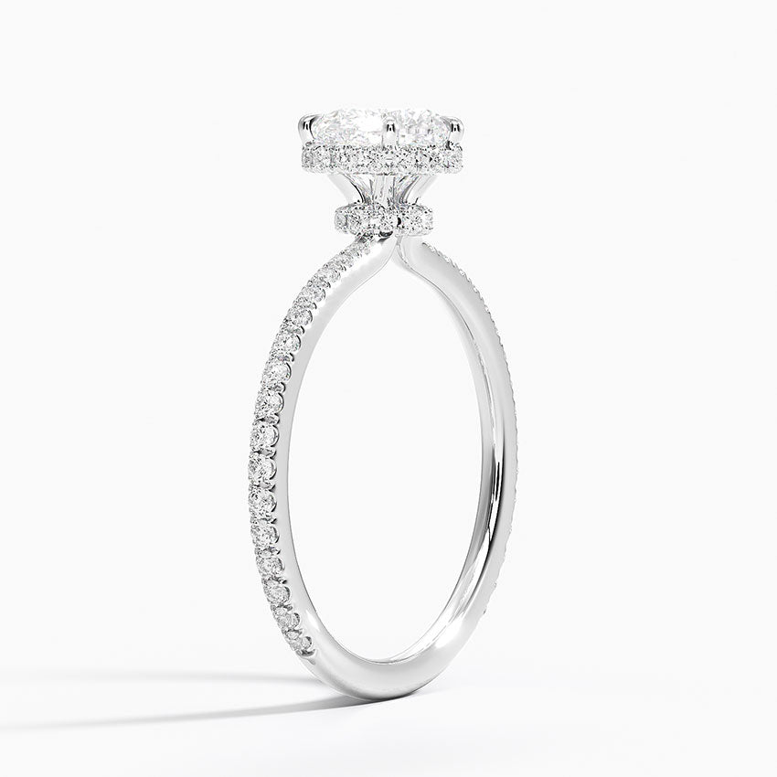 1,40 Karat Kalp Halo Tasarım Tektaş Laboratuvar Pırlanta Yüzük 18K - Luminara - Bold Diamonds
