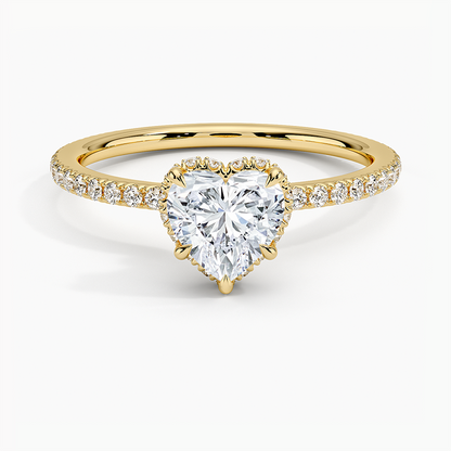 1,40 Karat Kalp Halo Tasarım Tektaş Laboratuvar Pırlanta Yüzük 18K - Luminara - Bold Diamonds