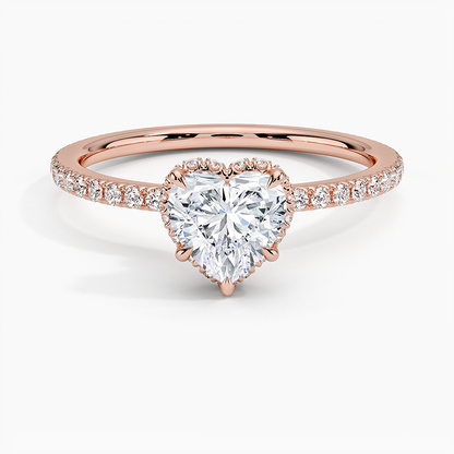 1,40 Karat Kalp Halo Tasarım Tektaş Laboratuvar Pırlanta Yüzük 18K - Luminara - Bold Diamonds
