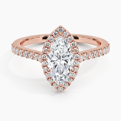 1.40 Karat Marquise Halo Tasarım Tektaş Laboratuvar Pırlanta Yüzük  18k -Astrala - Bold Diamonds