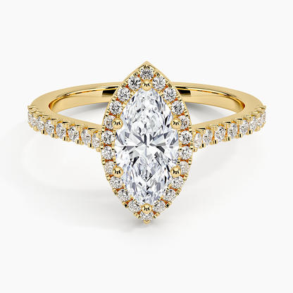 1.40 Karat Marquise Halo Tasarım Tektaş Laboratuvar Pırlanta Yüzük  18k -Astrala - Bold Diamonds