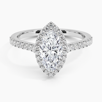 1.40 Karat Marquise Halo Tasarım Tektaş Laboratuvar Pırlanta Yüzük  18k -Astrala - Bold Diamonds