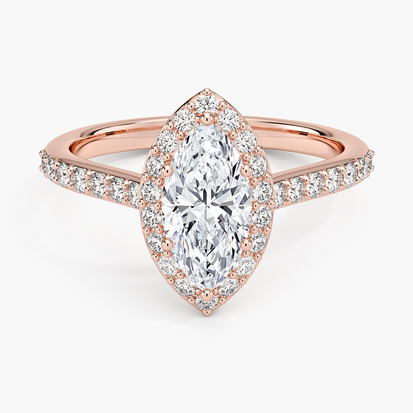 1,40 Karat Marquise Halo Tasarım Tektaş Laboratuvar Pırlanta Yüzük 18K -Bellora - Bold Diamonds