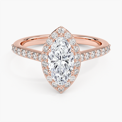 1,40 Karat Marquise Halo Tasarım Tektaş Laboratuvar Pırlanta Yüzük 18K -Bellora - Bold Diamonds