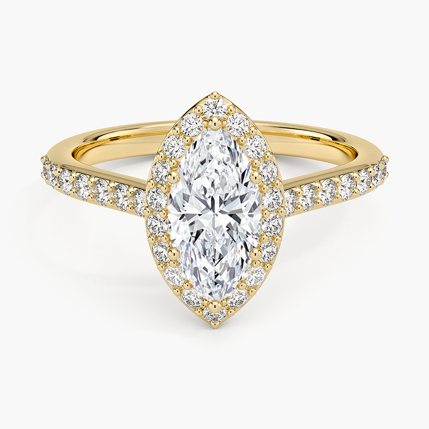1,40 Karat Marquise Halo Tasarım Tektaş Laboratuvar Pırlanta Yüzük 18K -Bellora - Bold Diamonds