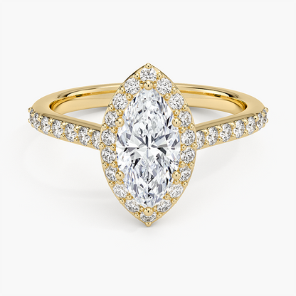1,40 Karat Marquise Halo Tasarım Tektaş Laboratuvar Pırlanta Yüzük 18K -Bellora - Bold Diamonds