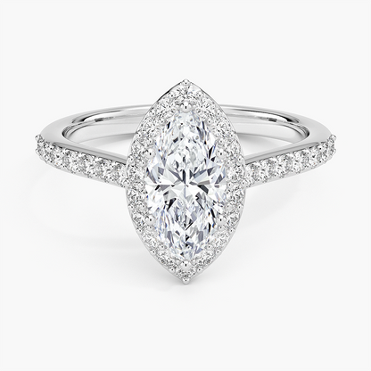 1,40 Karat Marquise Halo Tasarım Tektaş Laboratuvar Pırlanta Yüzük 18K -Bellora - Bold Diamonds