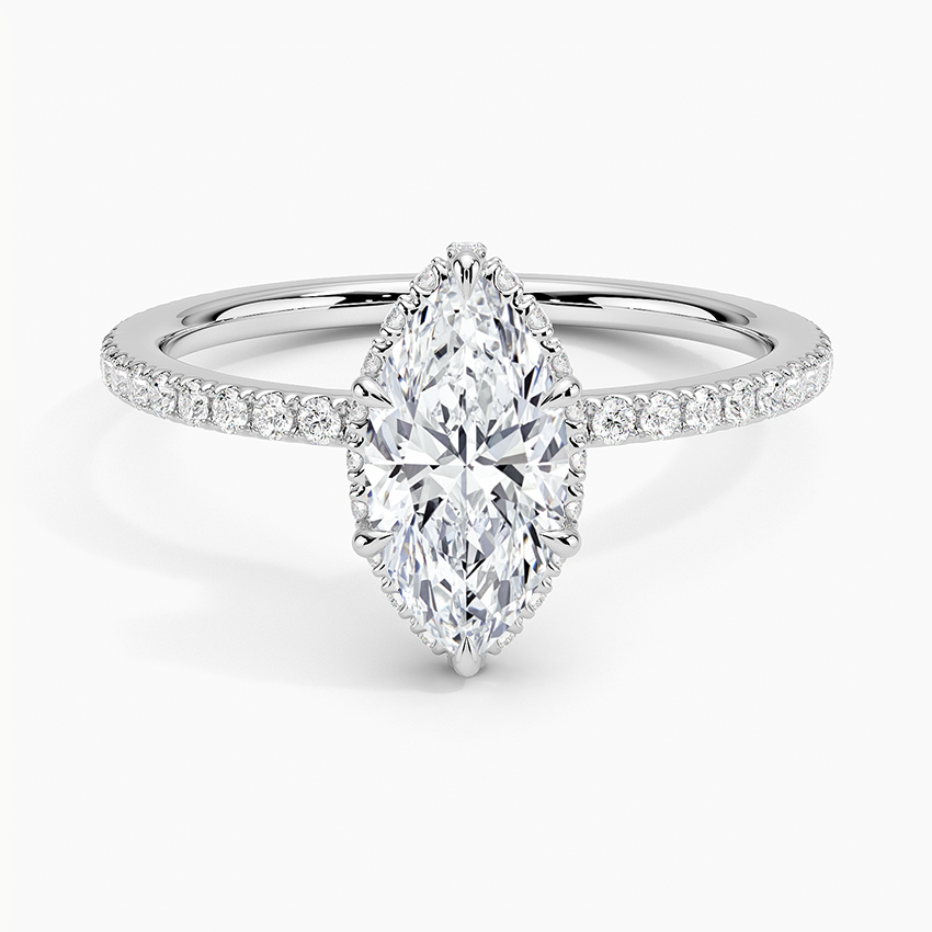 1,40 Karat Marquise Halo Tasarım Tektaş Laboratuvar Pırlanta Yüzük 18K - Luminara - Bold Diamonds