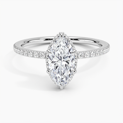 1,40 Karat Marquise Halo Tasarım Tektaş Laboratuvar Pırlanta Yüzük 18K - Luminara - Bold Diamonds