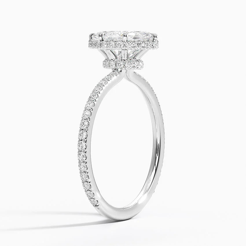 1,40 Karat Marquise Halo Tasarım Tektaş Laboratuvar Pırlanta Yüzük 18K - Luminara - Bold Diamonds